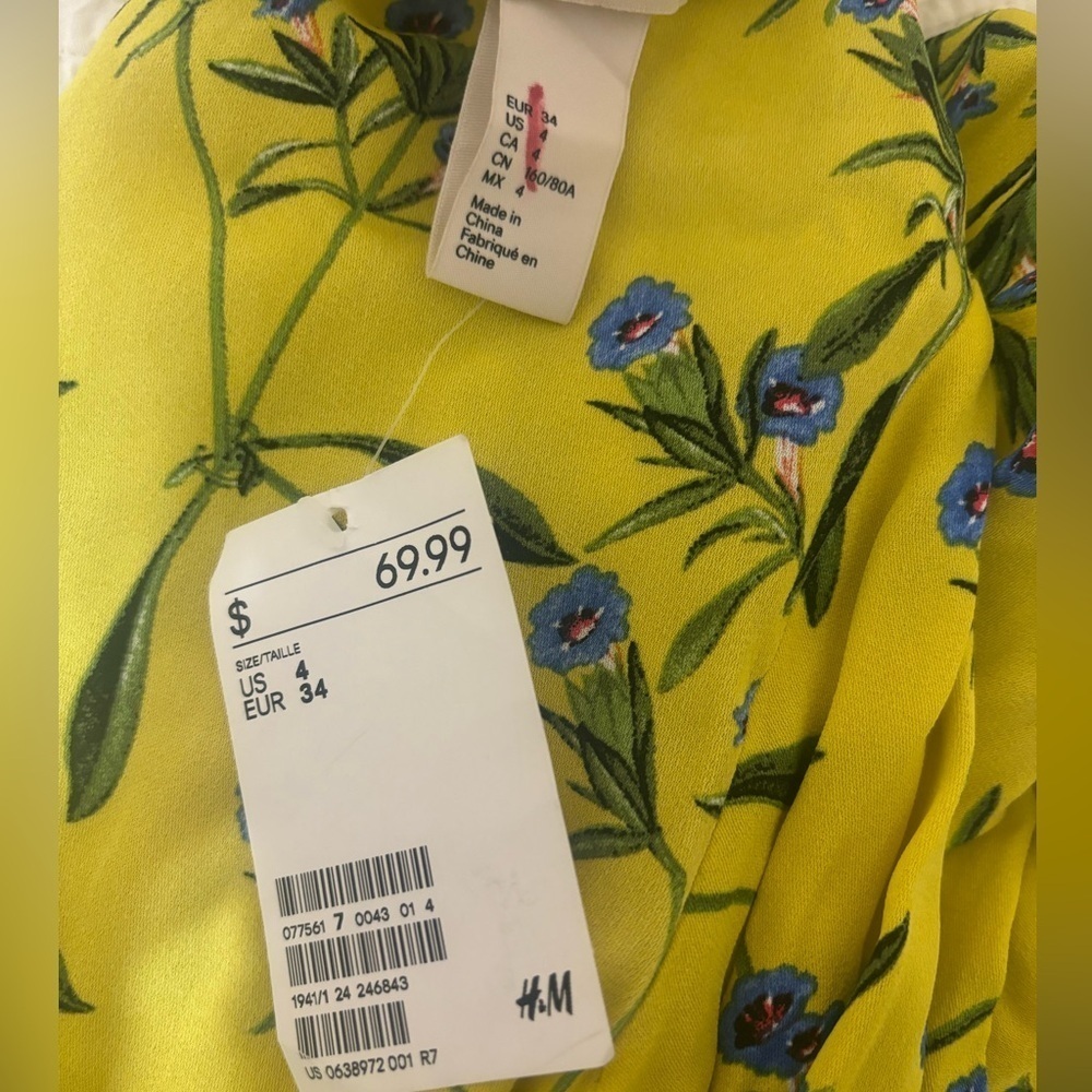 H&M yellow floral midi dress - Picture 4 of 4